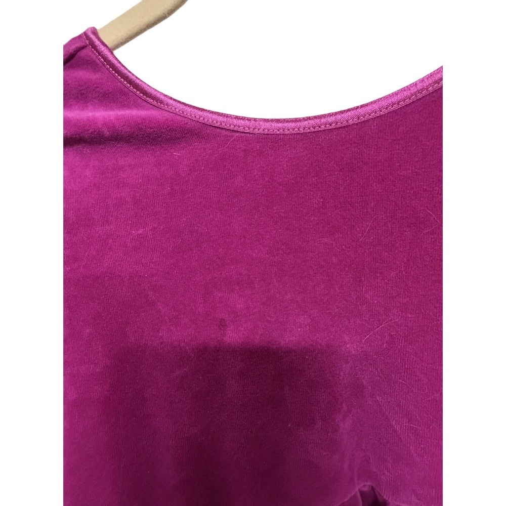 Hanna Andersson Velour Empire Waist Dress Girls 6-7 Magenta Berry Long Sleeve - Picture 4 of 7